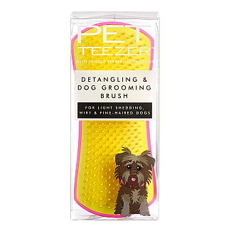 Щітка для розплутування шерсті собаки Pet Teezer Detangling&Grooming, Pink/Yellow