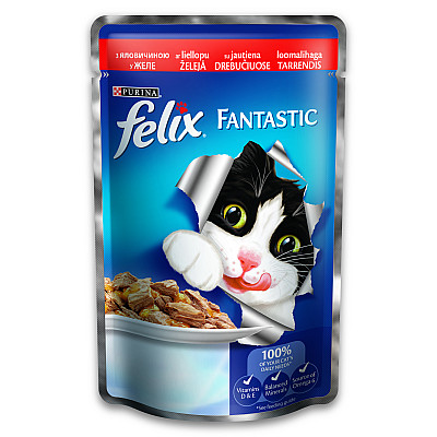 Апетитні шматочки Purina Felix Fantastic з яловичиною