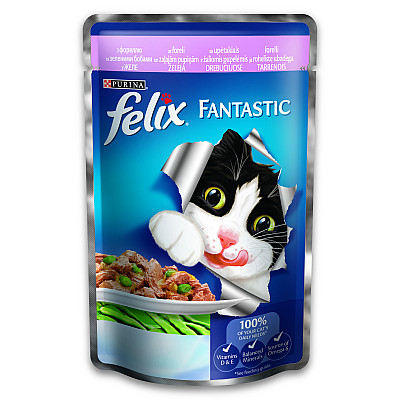 Апетитні шматочки Purina Felix Fantastic з фореллю та зеленими бобами