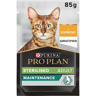 Консерви Purina Pro Plan Nutrisavour Sterilised (пауч) для стерилизованних кішок шматочки курятини в підливі