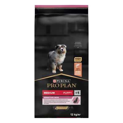 Сухой корм Pro Plan Puppy Medium Sensitive Skin Optiderma для щенков средних пород с лососем и рисом