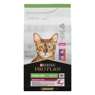 Purina Pro Plan Sterilised (для кастрированных/стерилизованных кошек) с  уткой и печенью, 10 кг