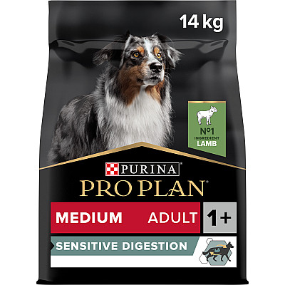 Сухий корм PRO PLAN Medium Adult 1+ Sensitive Digestion для дорослих собак середніх порід з чутливим травленням з ягням