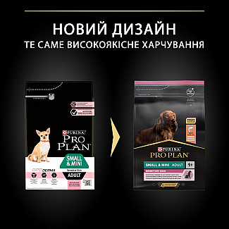 Сухий корм PRO PLAN Small&Mini Adult 1+ Sensitive Skin для дорослих собак дрібних порід з чутливою шкірою з лососем, 7 кг
