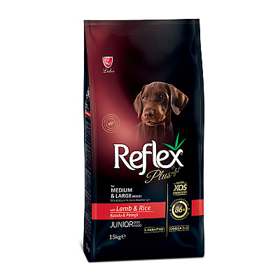 Сухий корм для цуценят середніх та великих порід Reflex Plus з ягням та рисом