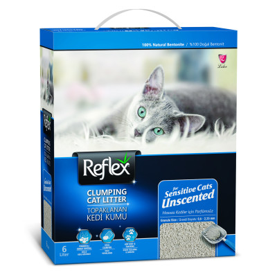 Бентонітовий наповнювач для чутливих котів  REFLEX  без запаху