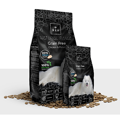 Сухий корм для дорослих собак REX Natural Range  Grain Free Chicken  з куркою