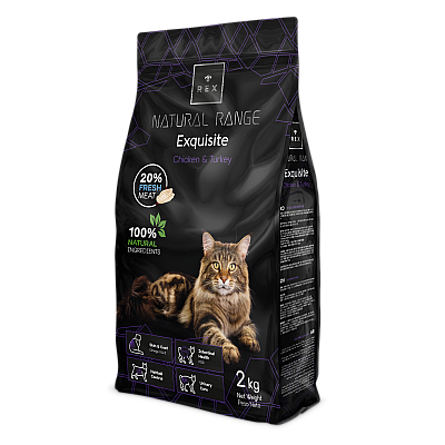 Сухий корм для дорослих котів Rex Natural Range Cats Exquisite Chicken&Turkey з куркою та індичкою