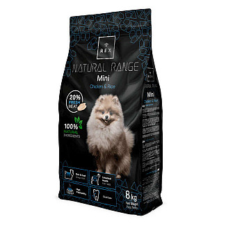 Сухой корм для взрослых собак мелких пород REX Natural Range Mini с курицей, 8 кг