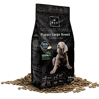 Сухий корм для цуценят собак великих порід REX Natural Range Puppy Large Chicken & Rice  зі свіжою куркою та рисом, 14 кг