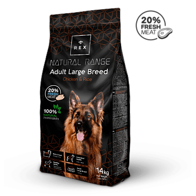 Сухий корм для дорослих собак великих порід REX Natural Range Adult Large Chicken & Rice зі свіжою куркою та рисом