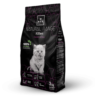 REX Natural Range (Рекс Натурал Рендж) Kitten Chicken & Rice – Сухий корм зі свіжою куркою та рисом для кошенят, 3 кг