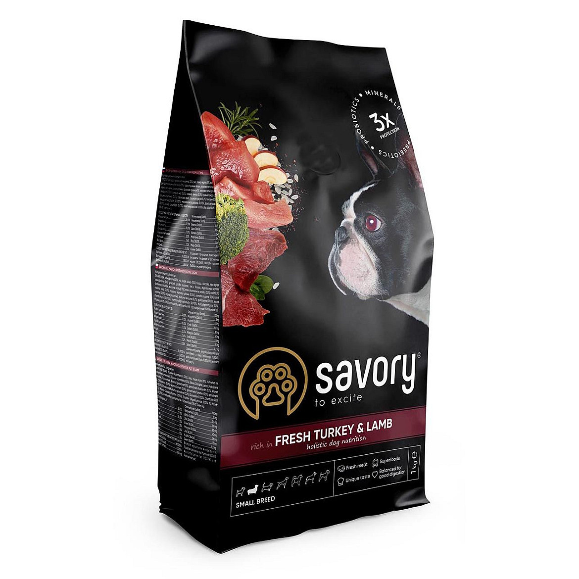 Сухий корм для собак малих порід Savory індичка та ягня, 1 кг