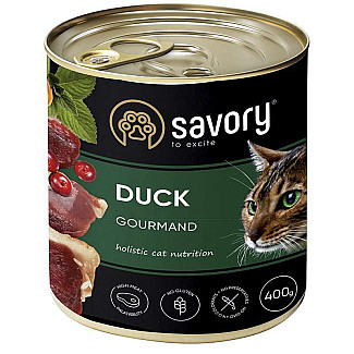 Savory Cat Gourmand Duck - Влажный корм из мяса утки для взрослых котов гурманов, 400 г