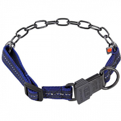 Sprenger Adjustable Collar with Assembly Chain СПРЕНГЕР РЕГУЛЮЄМИЙ НАШИЙНИК з нейлоном для собак, середня ланка, воронена сталь, Синій 3 мм