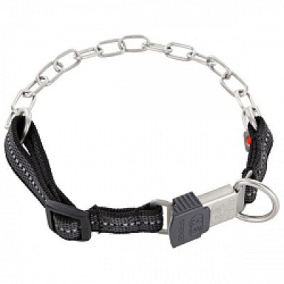 Sprenger Adjustable Collar with Assembly Chain СПРЕНГЕР РЕГУЛЮЄМИЙ НАШИЙНИК з нейлоном для собак, середня ланка, нержавіюча сталь, чорний, 3 мм