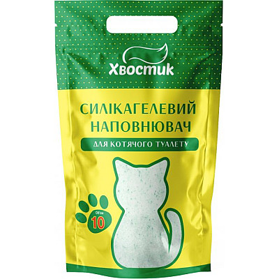 Наполнитель Хвостик силикагель мелкий с зелеными гранулами
