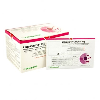 Vetoquinol Clavaseptin (Клавасептин) таблетки для лікування котів та собак при захворюваннях шкіри
