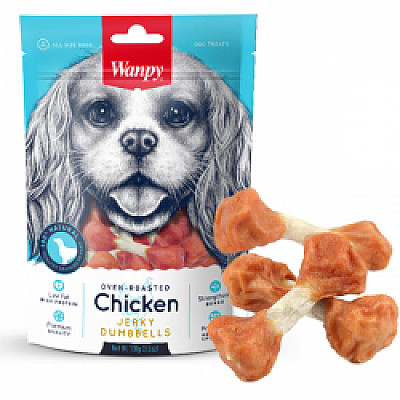 Wanpy Chicken Jerky Dumbbells ВАНПІ КІСТКА-ГАНТЕЛЬ З В`ЯЛЕНОЮ КУРКОЮ ласощі для собак
