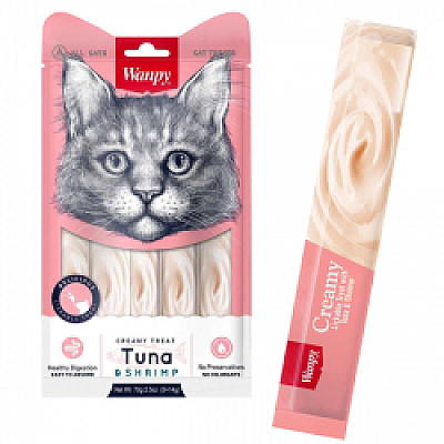 Wanpy Creamy Lickable Treats Tuna & Shrimp ВАНПИ ТУНЕЦ С КРЕВЕТКАМИ редкое лакомство для кошек