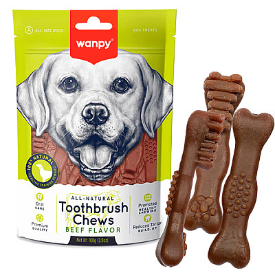 Wanpy Toothbrush Chews Beef ВАНПІ ЗУБНА ЩІТКА жувальні ласощі зі смаком яловичини для собак