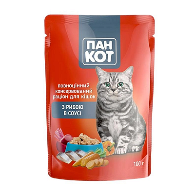 Влажный корм для кошек Пан Кот с рыбой в соусе