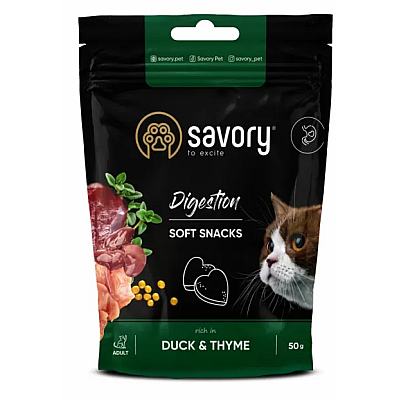 Savory (Сейворі) Digestion Soft Snacks Duck & Thyme Ласощі м’які для котів качка з тим'яном