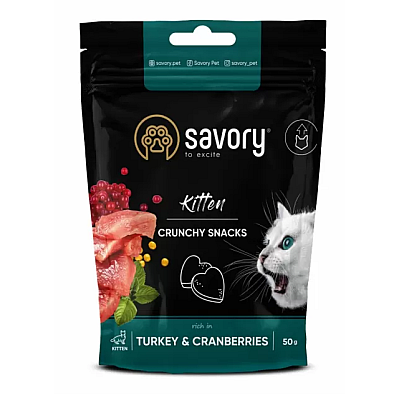 Savory (Сейворі) Kitten Crunchy Snacks Turkey & Cranberries Ласощі для кошенят індичка з журавлиною