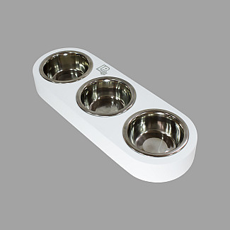 Миски металлические на деревянной подставке Lucky Pet линейка 3x0.24л,/11.5см (553324), белый