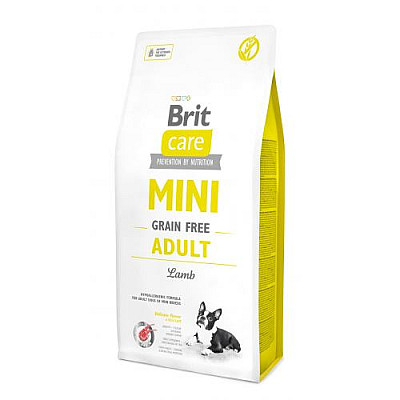 Сухий беззерновий корм для дорослих собак малих порід Brit Care Mini Adult Lamb з ягням