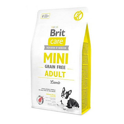 Сухий беззерновий корм для дорослих собак малих порід Brit Care Mini Adult Lamb з ягням