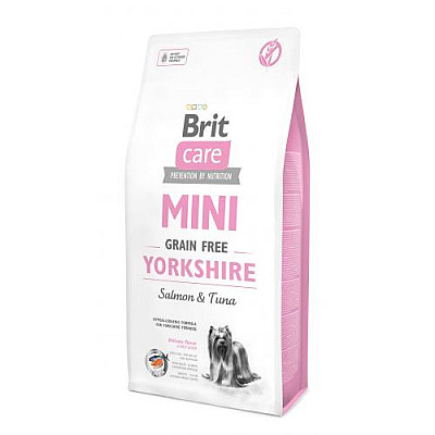 Сухий беззерновий корм для йоркширських тер'єрів Brit Care Mini Yorkshire з лососем та тунцем