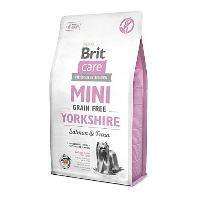 Сухий беззерновий корм для йоркширських тер'єрів Brit Care Mini Yorkshire з лососем та тунцем