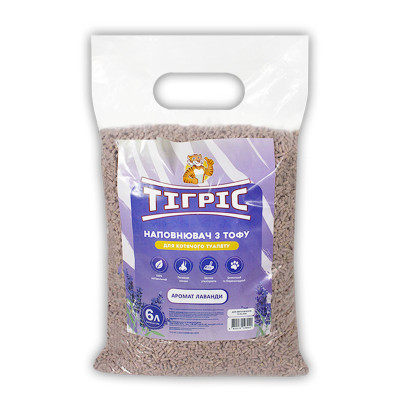 Наполнитель Тигрис из тофу для кошачьего туалета, с ароматом лаванды