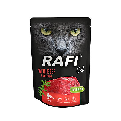 Влажный корм для взрослых кошек Dolina Noteci RAFI cat пауч с говядиной