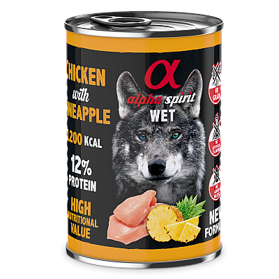 Вологий корм для собак Alpha Spirit Chicken with Paineapple курка з ананасом
