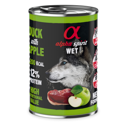 Вологий корм для собак Alpha Spirit Duck with Green Apple качка з яблуками