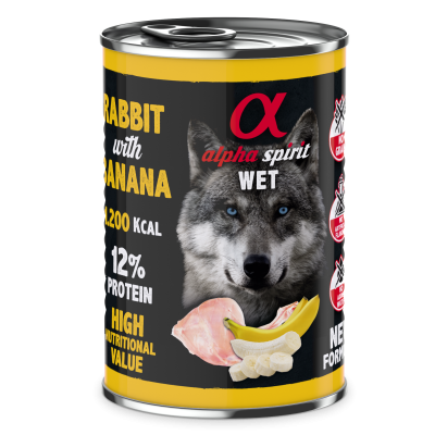 Вологий корм для собак Alpha Spirit Rabbit With Banana кролик з бананом