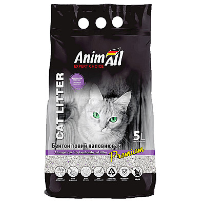 Бентонитовый наполнитель AnimAll Premium с ароматом лаванды, для кошек