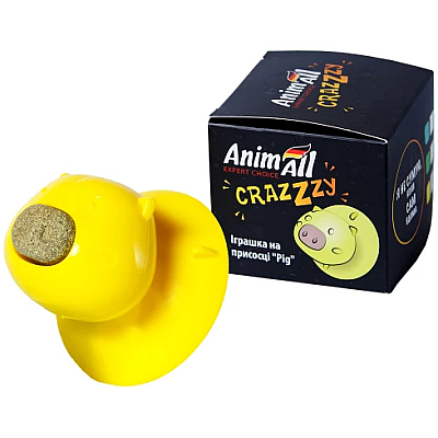 Игрушка AnimAll GrizZzly Pig на присоске, для кошек, 7.2×8×8 см