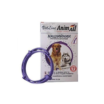 Ошейник противопаразитарный для собак и котов от блох и клещей AnimAll VetLine 70 см