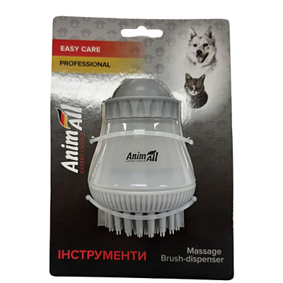 Масажна щітка AnimAll Groom для собак та котів, з дозатором