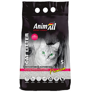 Бентонитовый наполнитель AnimAll Premium Classic без аромата, для кошек