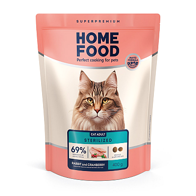 Сухий корм для кішок Home Food (Хоум Фуд) CAT ADULT Для кастрованих/стерилізованих «Кролик та журавлина»