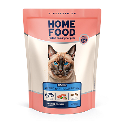 Сухий корм для кішок Home Food (Хоум Фуд) CAT ADULT Гіпоалергенний «Морський коктейль» підходить для кастрованих/стерилізованих