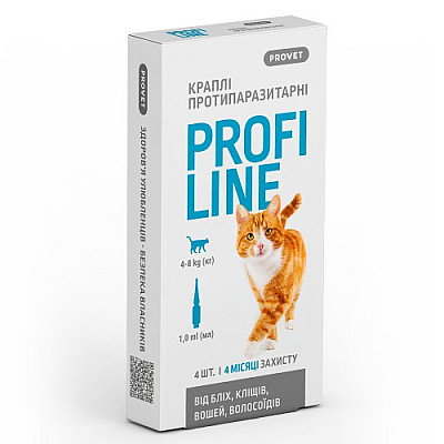 Краплі Provet Profiline для котів  4 піпетки по 1,0 мл