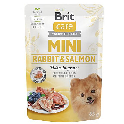 Вологий корм Brit Care Mini для собак, з філе кролика та лосося в соусі