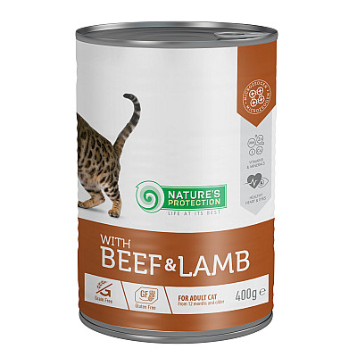 Влажный корм Nature's Protection with Beef & Lamb с говядиной и ягненком для взрослых кошек