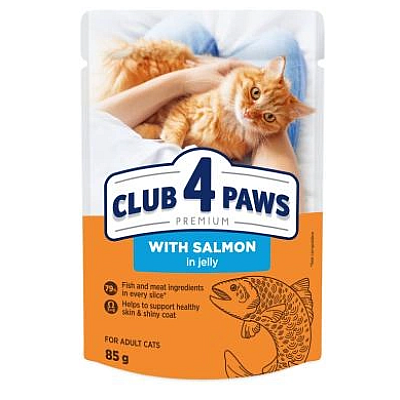 Влажный корм для кошек Club 4 Paws Premium Плюс с лососем в желе