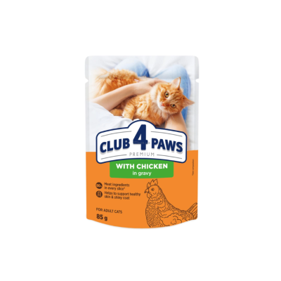 Влажный корм для кошек Club 4 Paws Premium Плюс с курицей в соусе